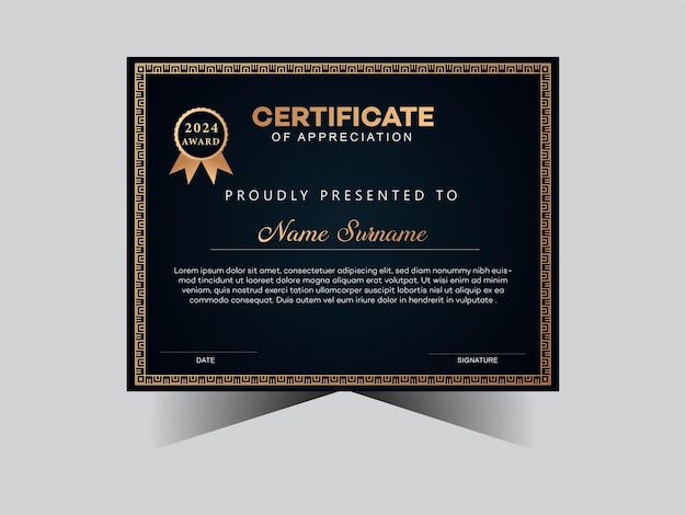 modern certificate of vector gradient golden luxury certificate template and modern design a4 size