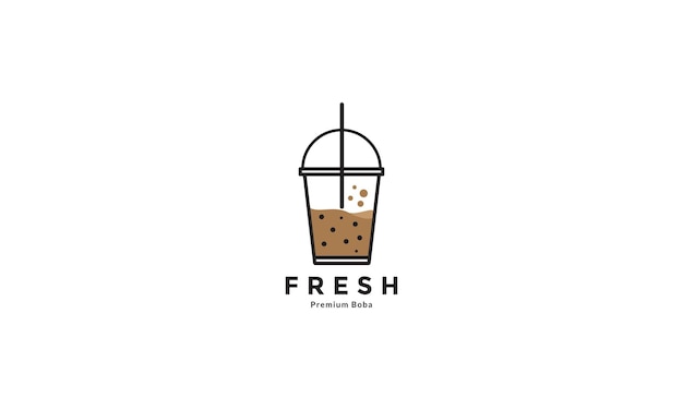 Modern chocolate drink fresh ice logo symbol vector icon graphic design illustration