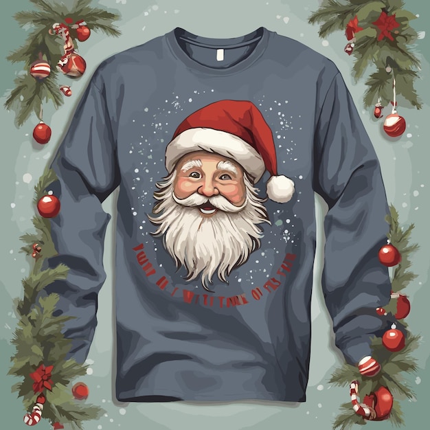 Vector modern christmas santa tshirt logo design ai generated art