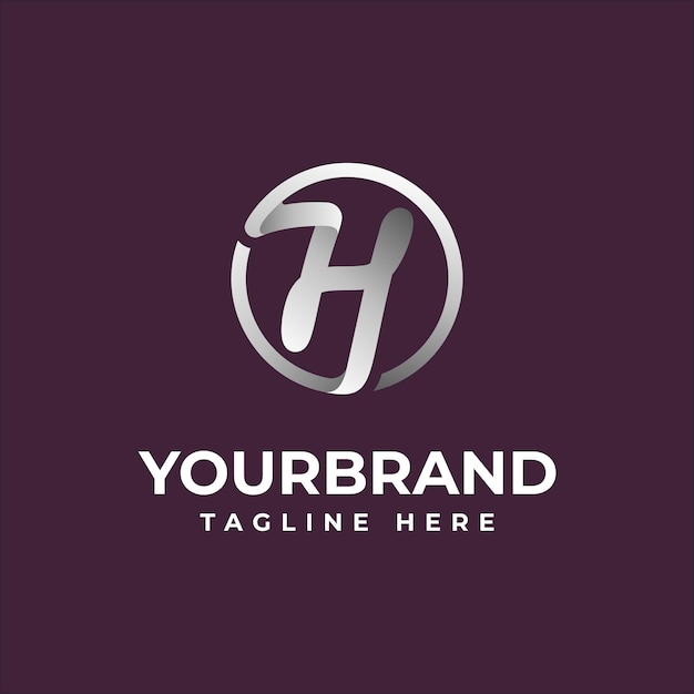Modern chrome H letter initial logo template