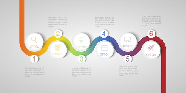 Modern circle infographic concept  with five circles and text boxes