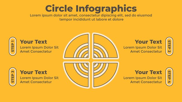 벡터 현대 원 infographic 4 단계 템플릿