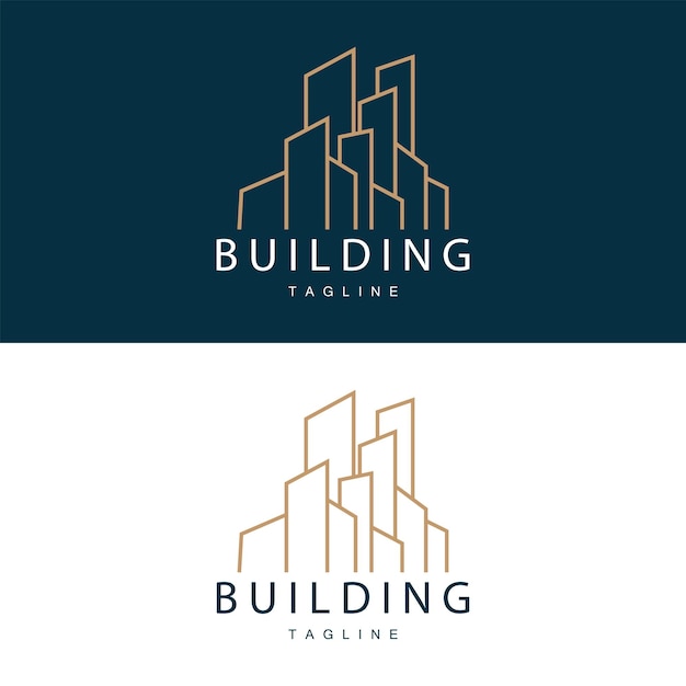 モダン・シティ・ビルディング・ロゴ・デザイン 豪華でシンプルな都市建築