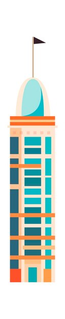Vector modern city building with flag vector illustration