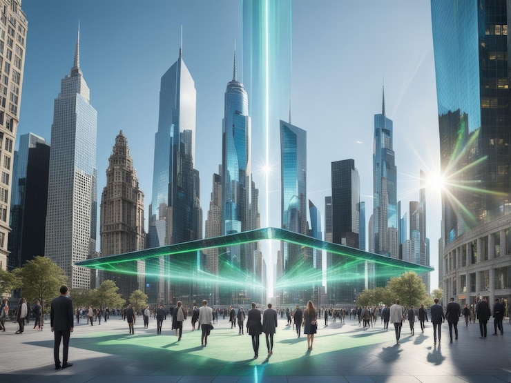 Vector modern city buildings 3d rendering