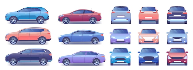 Vector modern city cars set illustration