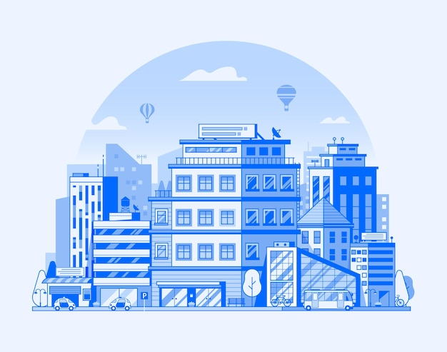 modern city metropolis flat illustration