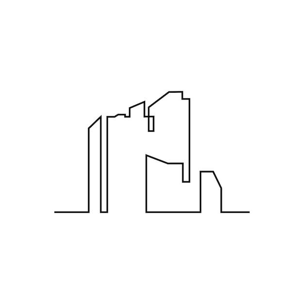 Illustrazione di vettore della siluetta della città dell'orizzonte della città moderna nella progettazione piana
