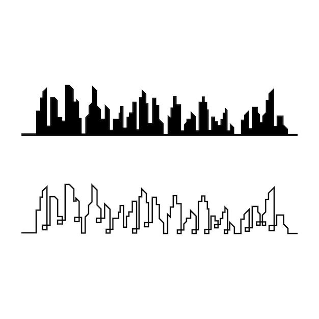 Горизонты современного города. силуэт города. векторная иллюстрация в плоском дизайне