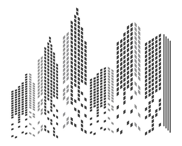 평면에서 현대 도시 스카이 라인 도시 실루엣 벡터 일러스트 레이 션