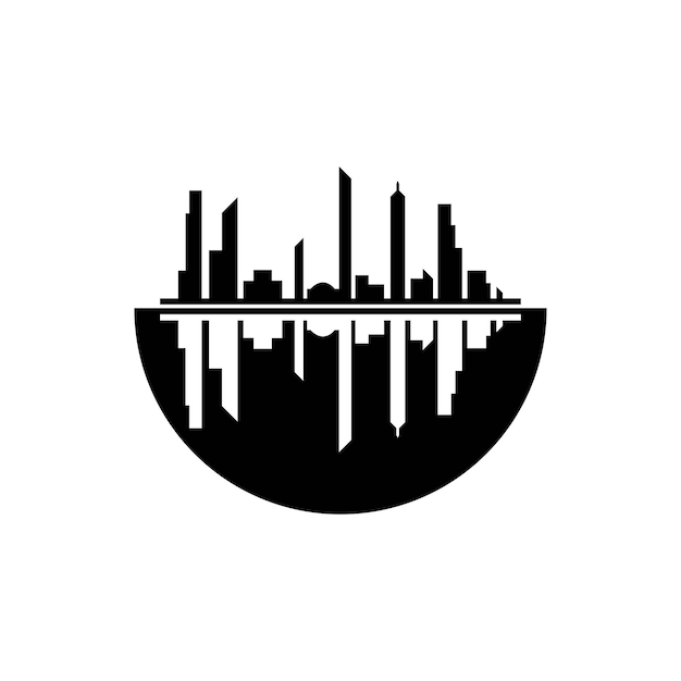 Modern city skyline vector icon background