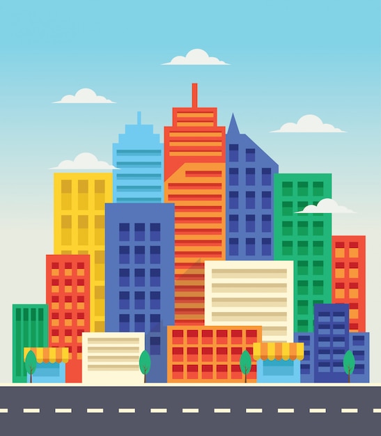 modern city in style flat design background