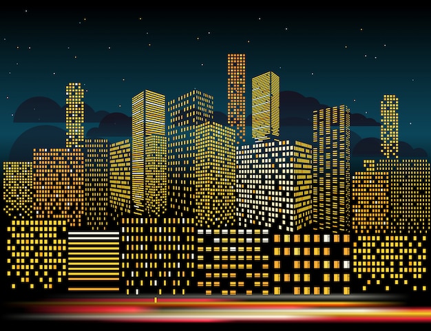 Vector modern cityscape in the evening