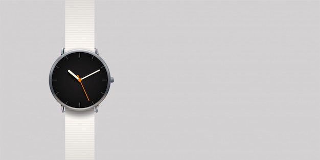 Modern classic watch on grey background