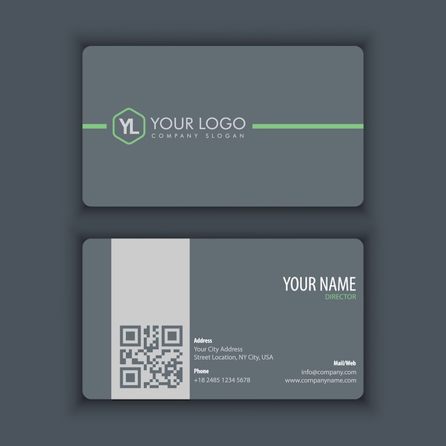 Modern clean business card with grey color