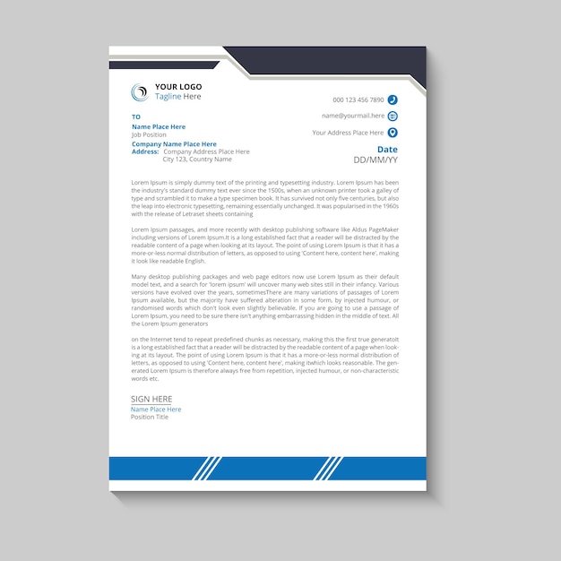 Modern and clean business letterhead template
