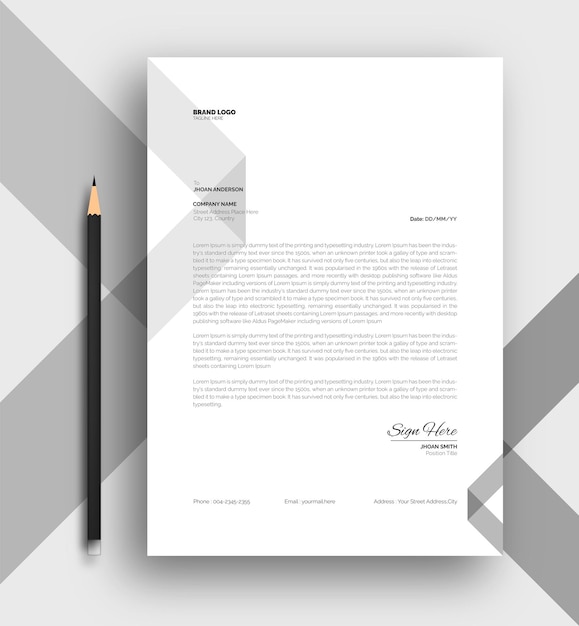 Modern and clean business letterhead template