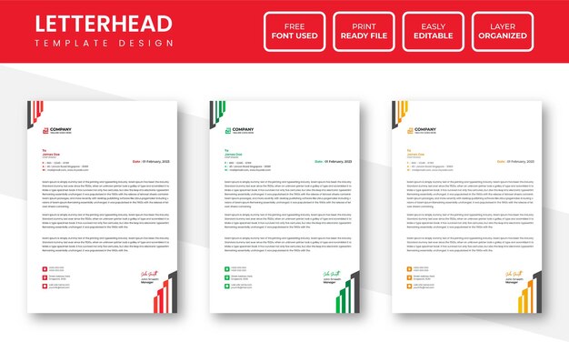 Modern clean corporate business letterhead design template