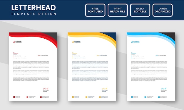 Modern clean corporate business letterhead design template