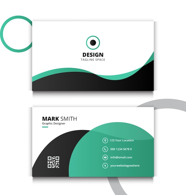 Modern and clean Corporate Company business card in blue black green red color set template