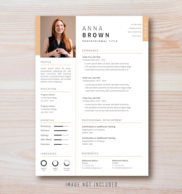 Vector modern and clean cv or resume template with photo