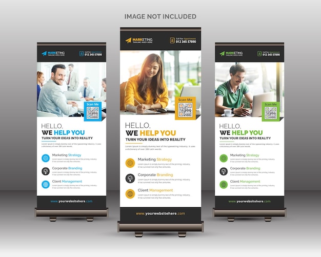 モダンでクリーンでエレガントな企業ビジネスロールアップバナーテンプレートレイアウト