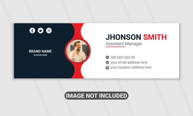 modern and clean email signature template or email footer and personal social media cover design