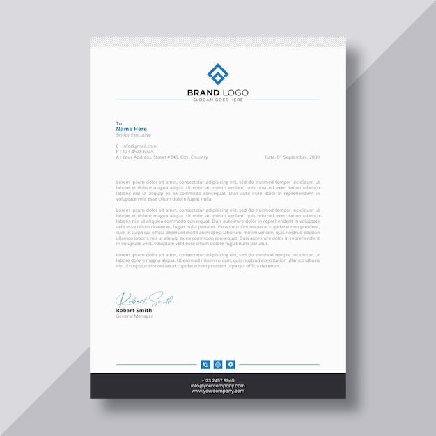 Modern clean letterhead ready to print