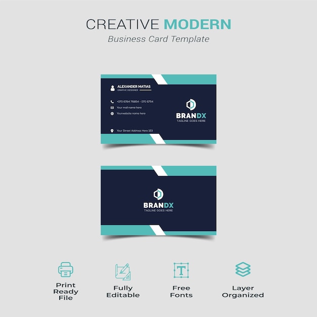 Modern and clean professional business card and vector