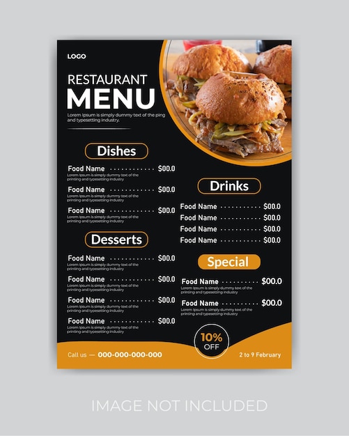 Modern and clean restaurant menu design template