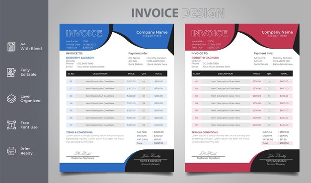 Vector modern clean and simple professional business invoice template design