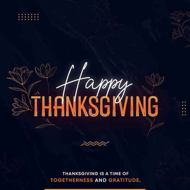 Modern and Clean Thanksgiving Post design on Luxury Black Background