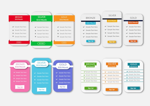 モダンでクリーンなウェブサイトのサブスクリプション価格表ビジネス テンプレート