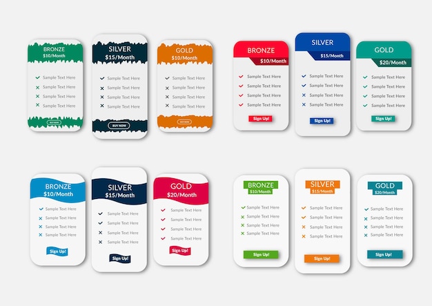 モダンでクリーンなウェブサイトのサブスクリプション価格表ビジネス テンプレート