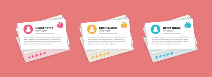 Vector modern client testimonial and customer review card template design