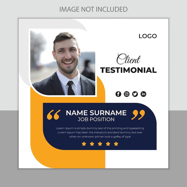 Modern client testimonial social media post design