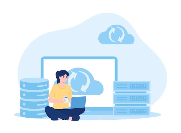 Vector modern cloud computing for developers concept flat illustration