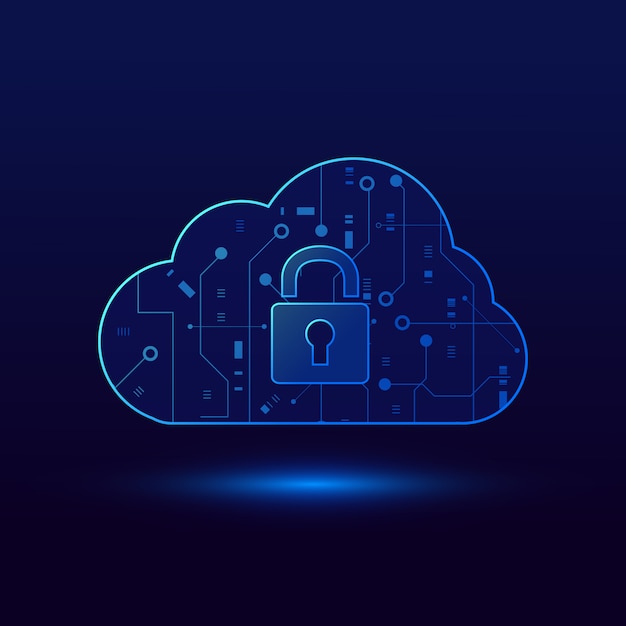 Moderna tecnologia di sicurezza cloud, lucchetto con icona keyhole, dati personali