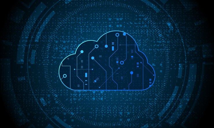 Vector modern cloud technology futuristic online storage work from home