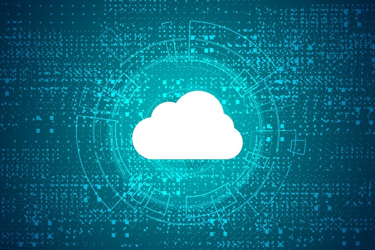Vector modern cloud technology futuristic online storage work from home