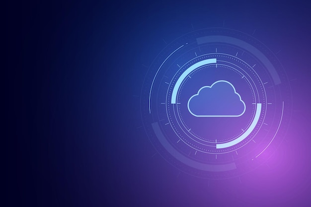Vettore la moderna tecnologia cloud futuristica archiviazione online funziona da casa