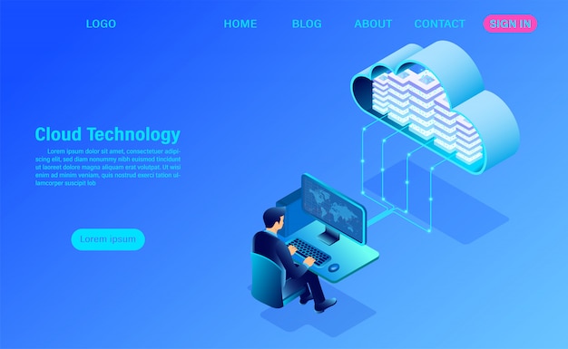 Modern cloud technology and networking landing page template