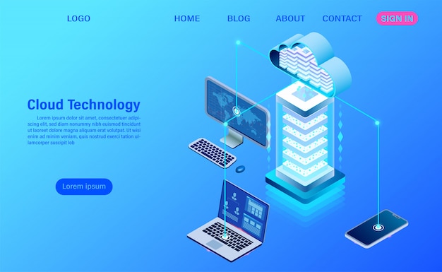 Modern cloud technology and networking landing page template