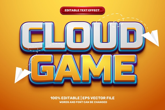 Modern cloudspel Vet 3D Bewerkbare tekst Effectstijl