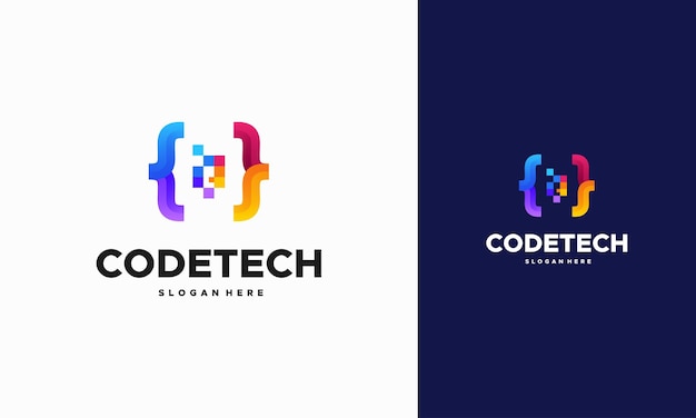 Modern coding logo designs concept vector, programmer technology logo icon vector