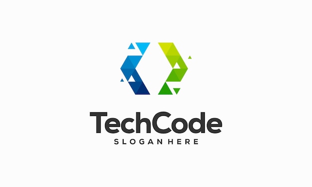 Il moderno logo di codifica progetta il vettore del concetto icona del logo della tecnologia del programmatore vettore