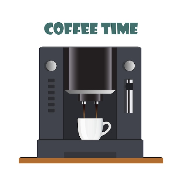 modern coffee machine for home restaurant office or cafe coffee break concept illustration