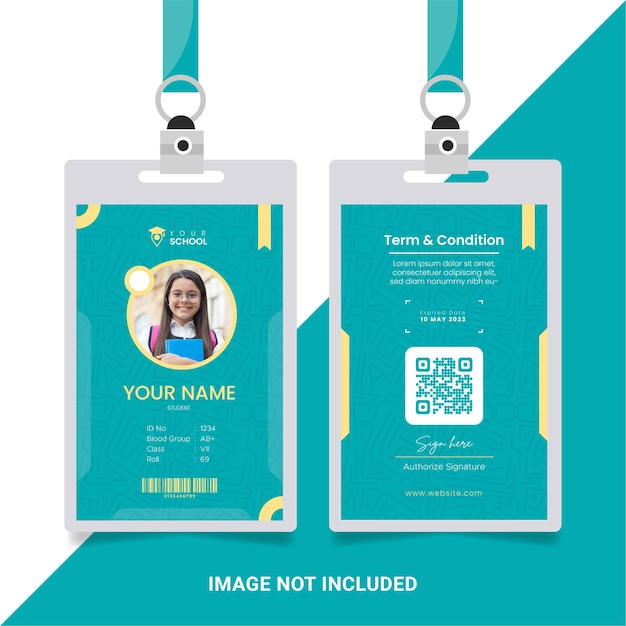 Modern college student ID card vector template