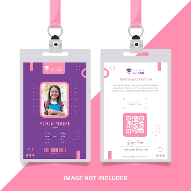 Modern college student ID card vector template