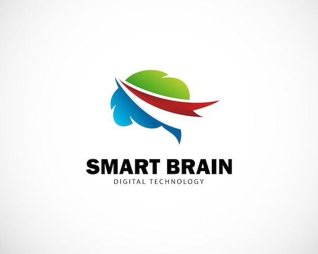 Modern color brain grow with arrow logo upgrade brain smart people logo design